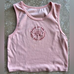 Pink Tank Top with Sun and Moon Design coral orange small